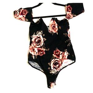 Off-shoulder Floral Bodysuit